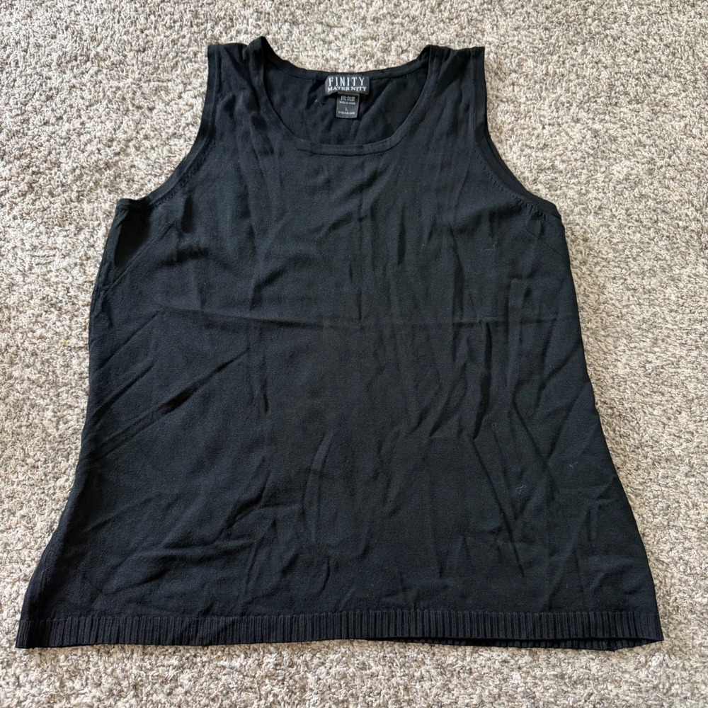 Finity Maternity Womens Black Sleeveless Knit Tank Top Scoop Neck Size Large